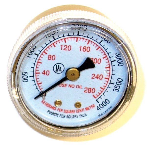 Powerweld Replacement Gauge, 1-1/2" x 4000 PSI, 1/8" NPT Inlet; Backmount C4000BM